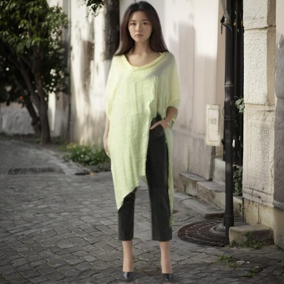 Tina Givens Ivory Penelope Oversized Lagenlook Long Sleeve Long Shirt, SM/Med - Picture 1 of 11